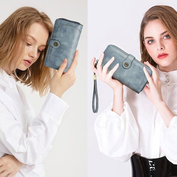 Wallet for Women RFID Blocking Leather Large Capacity Card Holder Ladies Phone C - Picture 6 of 9